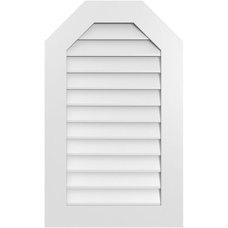 Ekena Millwork Octagonal Top Surface Mount PVC Gable Vent w/ 3-1/2"W x 1"P Standard Frame, 22"W x 36"H GVPOT22X3601SN